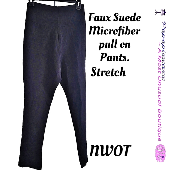 QVC WOMAN W CONTROL PETITE SUEDE LIKE STRETCHY PONTE PANTS. SEE MEASUREMENTS 👀 - Picture 4 of 13